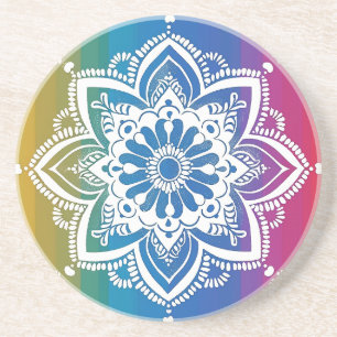 Rainbow Mehndi Pattern Sandstone Untersetzer
