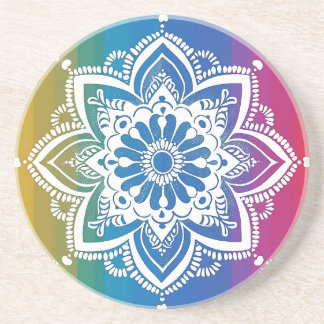 Rainbow Mehndi Pattern Sandstone Untersetzer