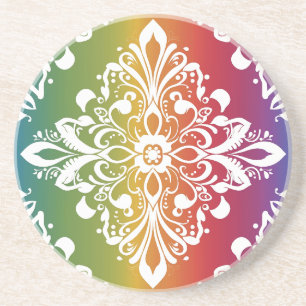 Rainbow Mehndi Pattern Sandstone Untersetzer