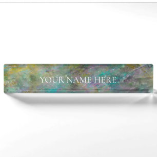 Rainbow Mehrfarbig Crystal Rock Marble Namensplakette