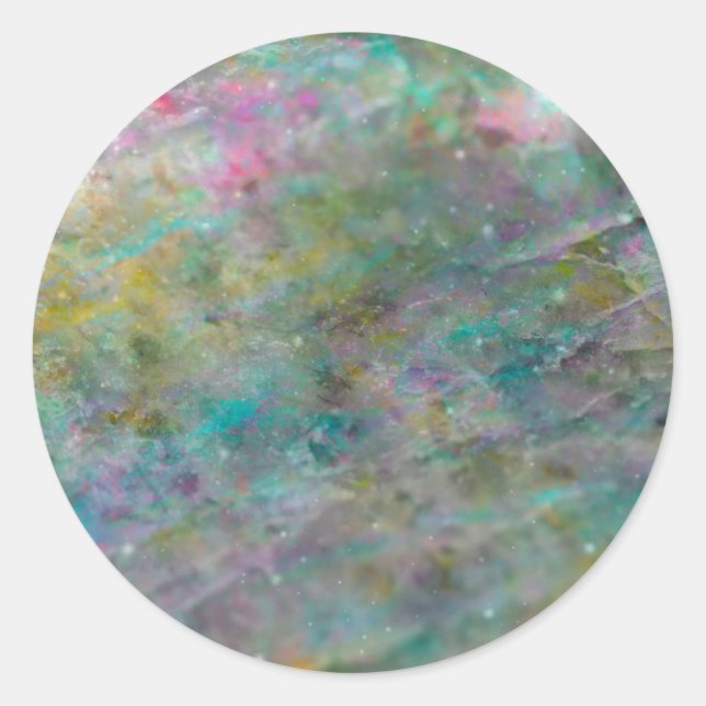 Rainbow Mehrfarbig Crystal Rock Marble Runder Aufkleber (Vorderseite)