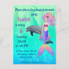 Rainbow Mermaid mit Dolphin Summer Birthday Begleitkarte