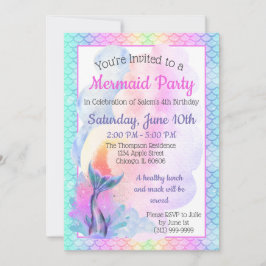 Rainbow Mermaid Party Einladung