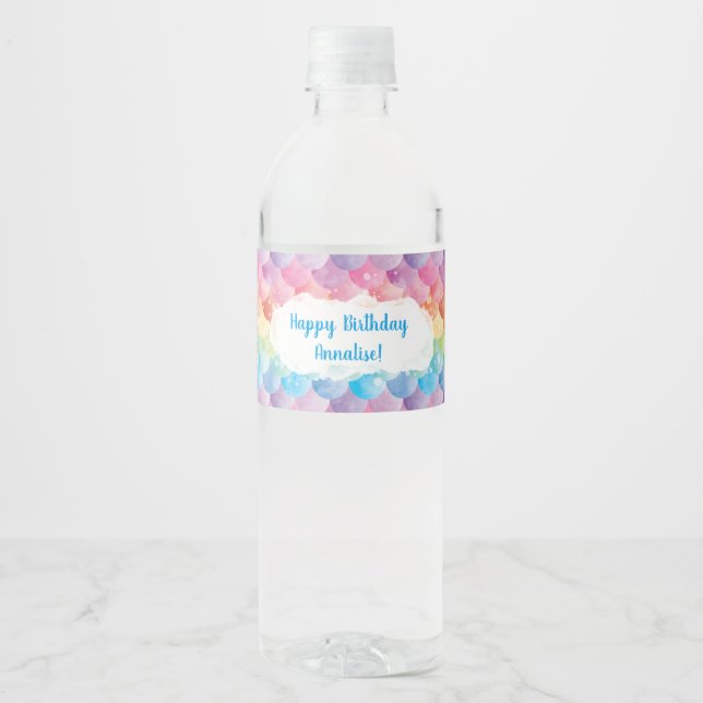 Rainbow Mermaid Water Flasche Labels (Vorderseite)