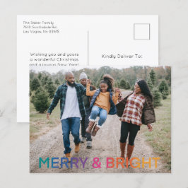 Rainbow Merry and Bright Foto Feiertagspostkarte