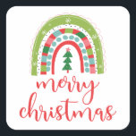 Rainbow Merry Christmas Sticker<br><div class="desc">Regenbogen Frohe Weihnachtsaufkleber für Geschenkverpackung, Umschlag Aufkleber</div>