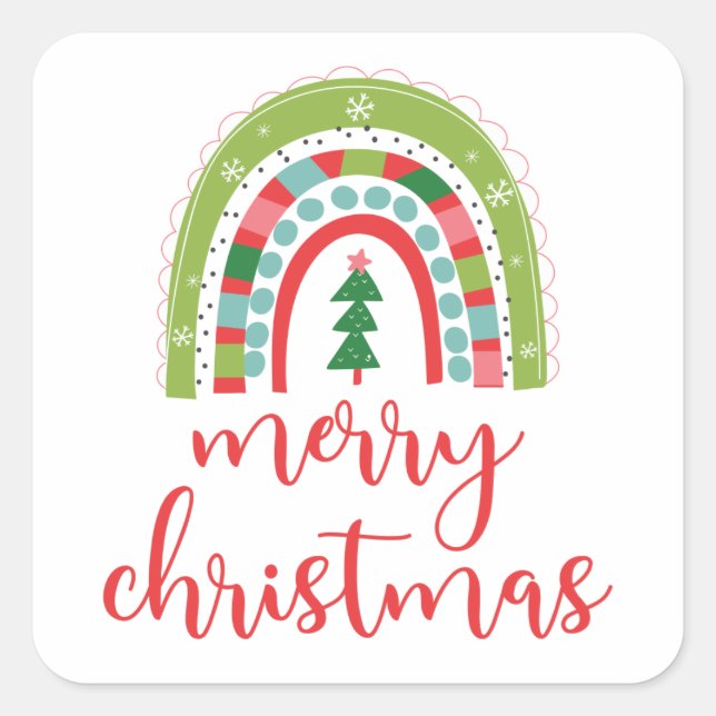 Rainbow Merry Christmas Sticker (Vorderseite)