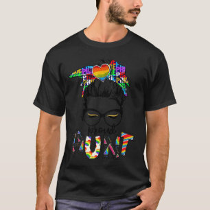Rainbow Messy Bun Proud Tante Gay & Lesbian LGBT P T-Shirt