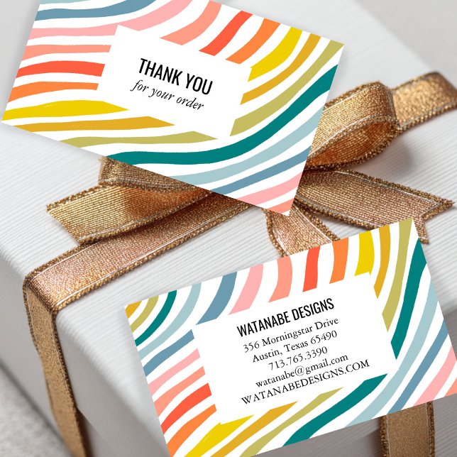 Rainbow Minimalistisch Stripes BESTELLEN DANK IHRE Visitenkarte (Rainbow Minimalist Stripes ORDER THANK YOU Customer Package Small Business Card
)