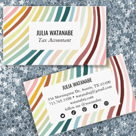 Rainbow Minimalistisch Stripes Handmade Social Med Visitenkarte