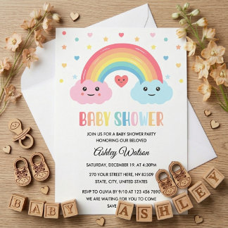 Rainbow Miracle Baby Shower Einladung