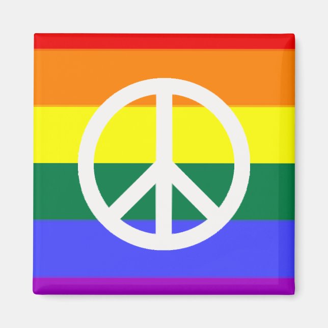 Rainbow mit Peace Symbol Magnet (Vorne)