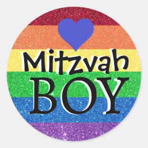 Rainbow Mitzvah Boy Runder Aufkleber