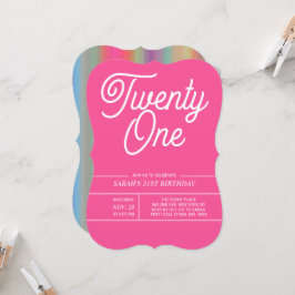 Rainbow Modern 21e anniversaire de fête Invitation
