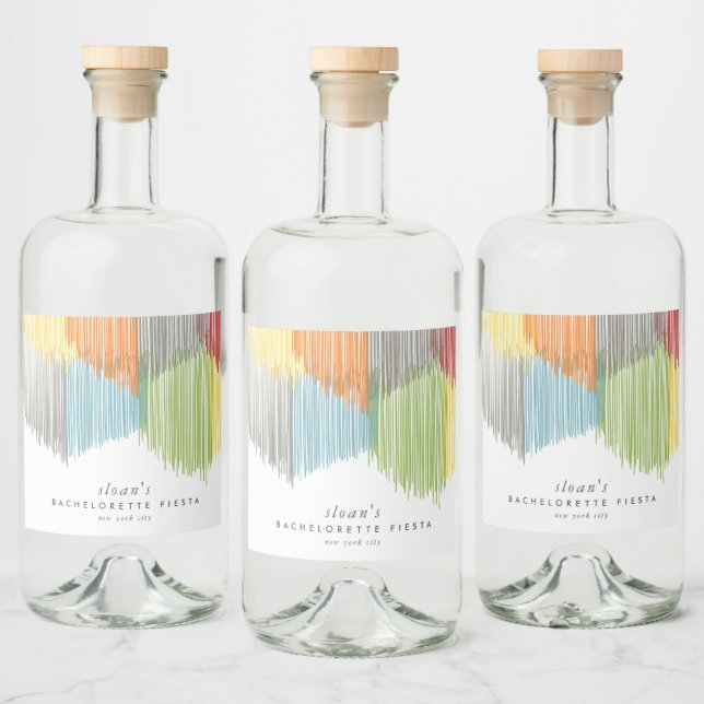 Rainbow Modern Fringe Junggeselinnen-Abschied Alkoholflaschenetikett (Flaschen)