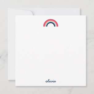 Rainbow Modern Personalisierter Skriptname Blau Mitteilungskarte