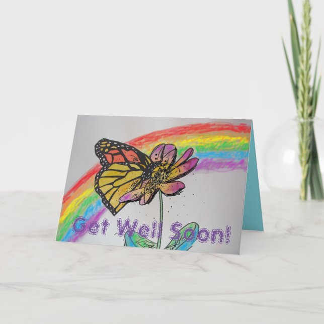 Rainbow Monarch Butterfly Malerei Hoch Karte (Vorderseite)