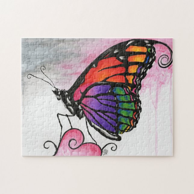 Rainbow Monarch Butterfly Original Fantasy Art (Horizontal)