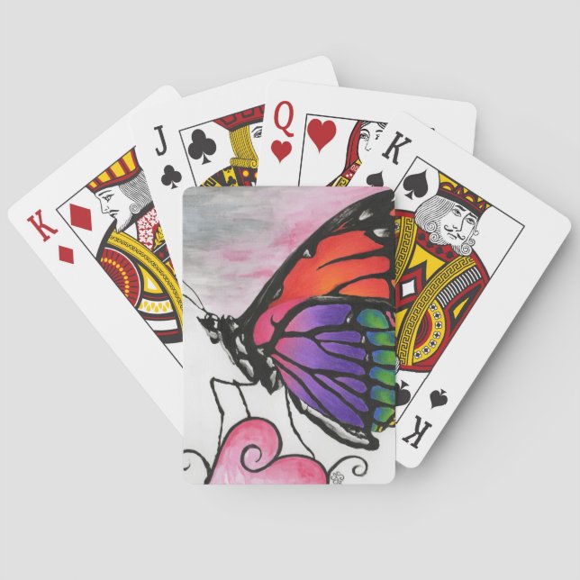 Rainbow Monarch Butterfly Original Fantasy Art Spielkarten (Rückseite)