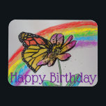 Rainbow Monarch Butterfly Painting Birthday Magnet<br><div class="desc">Rainbow Monarch Butterfly Painting Birthday Magnet. Designed from one of my original watercolour and ink pen artworks.</div>