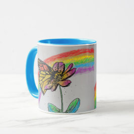 Rainbow Monarch Butterfly Tasse Blue