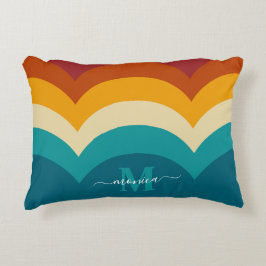 Rainbow Monogram Individuelle Name Retro Sunset St Dekokissen