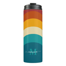 Rainbow Monogram Individuelle Name Retro Sunset St Thermosbecher