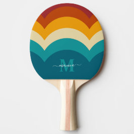 Rainbow Monogram Individuelle Name Retro Sunset St Tischtennis Schläger