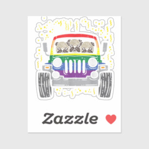 Rainbow Monster Truck Mops Hund Gay Pride LGBT Ani Aufkleber