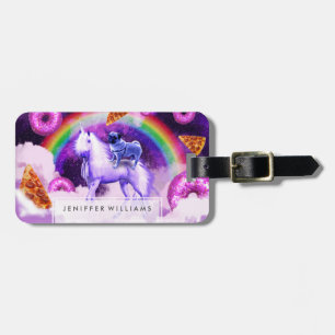 Rainbow-Mops im Weltraum auf einem Einhorn Gepäckanhänger