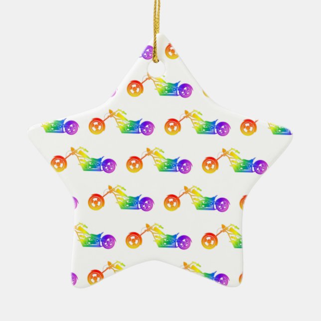 Rainbow Mortocycle Keramik Ornament (Vorne)