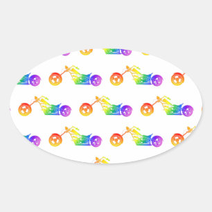 Rainbow Mortocycle Ovaler Aufkleber
