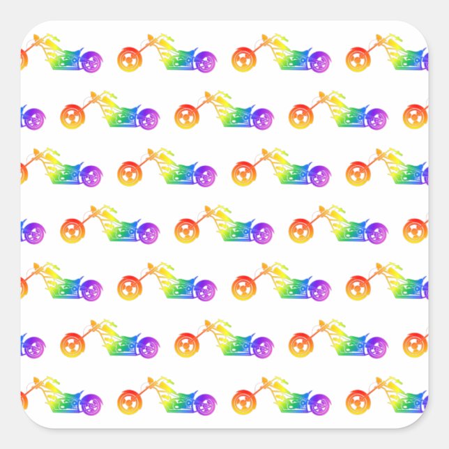Rainbow Mortocycle Quadratischer Aufkleber (Vorderseite)