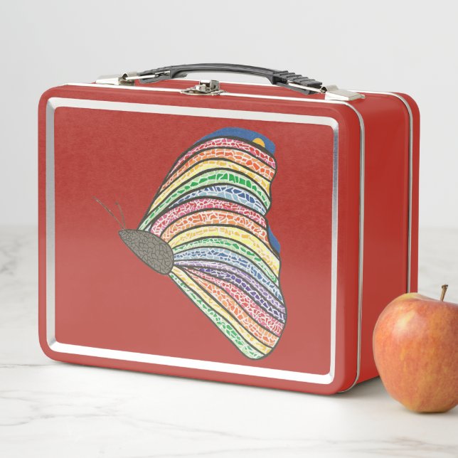 Rainbow Mosaic Butterfly on Metal Lunch Boxes Metall Brotdose (Beispiel)