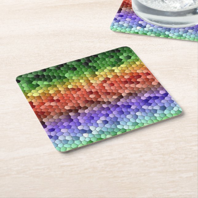 Rainbow Mosaic Pattern Rechteckiger Pappuntersetzer (angewinkelt)