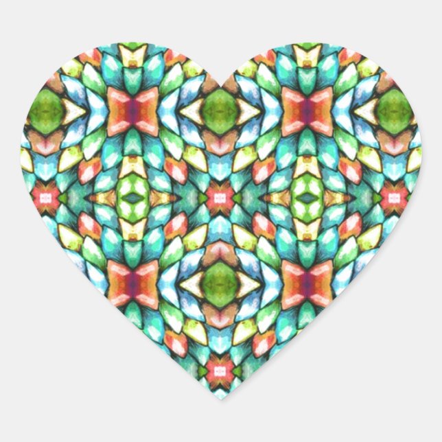 Rainbow Mosaic Tiles Stones Herz-Aufkleber (Vorderseite)
