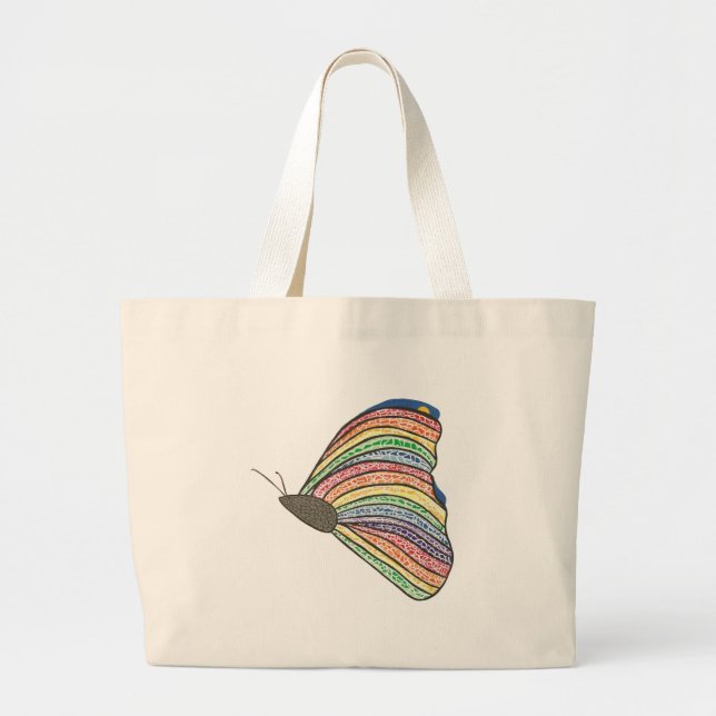 Rainbow Mosaik Butterfly Leinwand Tragetaschen (Vorne)