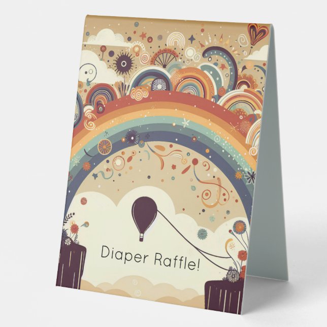 Rainbow Motiff mit Heißluftballon Tischaufsteller (Vorderseite)