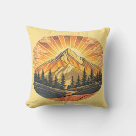 Rainbow Mountain Peak | Retro Mountains Sunrise Kissen