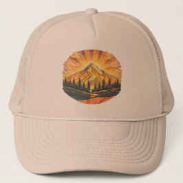 Rainbow Mountain Peak | Retro Mountains Sunrise  Truckerkappe