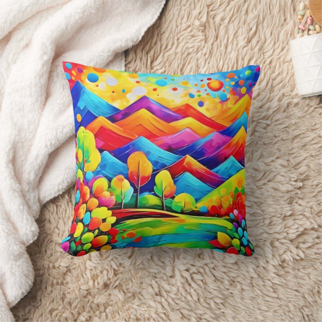 Rainbow Mountains Abstrakt Landschaft Kissen (Decke)