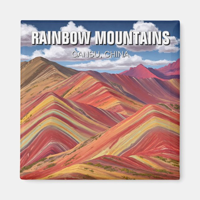 Rainbow Mountains Gansu China Travel Magnet (Vorne)