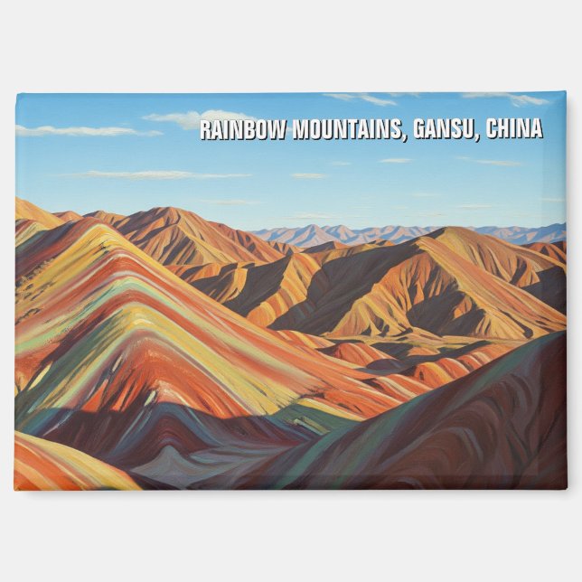 Rainbow Mountains Gansu China Travel Magnet (Vorderseite)