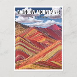 Rainbow Mountains Gansu China Travel Postkarte