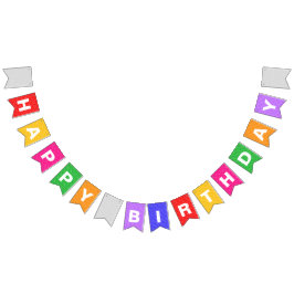 Rainbow Multi Color Hearts Happy Birthday Wimpelkette