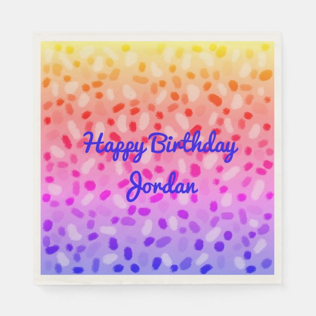 Rainbow Multicfarbenes festes Personalisiertes Par Serviette (Vorderseite)