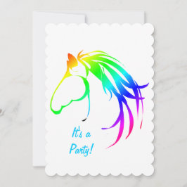 Rainbow Multicfarbenes Pferd Geburtstag Custom Ein Einladung