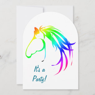 Rainbow Multicfarbenes Pferd Geburtstag Custom Ein Einladung