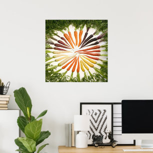 Rainbow Multicolored Carrots Square Poster
