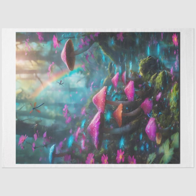 Rainbow Mushroom Forest Tissue Paper Seidenpapier (Vorderseite)